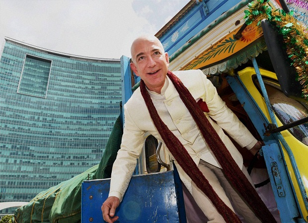 Amazon Founder CEO Jeff Bezos in Bengaluru